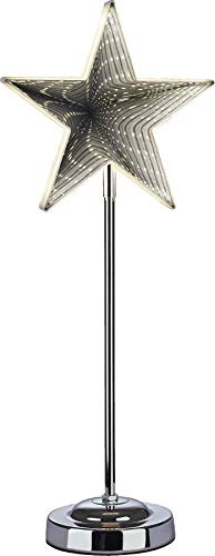 hellum LED Stern mit Infinity Effekt, Leuchtstern batteriebetrieben (3xAA nicht inkl.), Stern beleuchtet mit Timer Ø20x49cm, Weihnachtsdeko innen, Fenster, beleuchtet für innen 522563