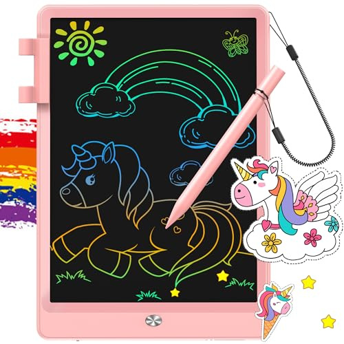 FLUESTON LCD Writing Tablet, 10 Inch Doodle Board Toys Gifts for 3-8 Year Old Girls Boys, Colorful Electronic Board Drawing Pad for Toddler Easter Basket Stuffer for Kids, Educational Travel Toy