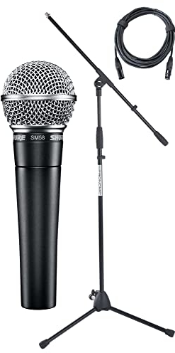 Shure SM58-LCE Mikrofon Set (Gesangsmikrofon inkl. Mikrofonständer & Mikrofonkabel)