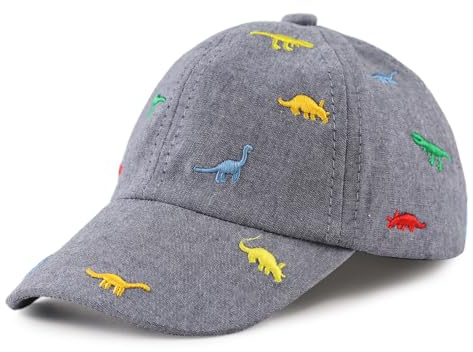 Pesaat Baby Schirmmütze Junge Baseballcap Kinder Sonnenhut UV Schutz Baby Junge Baseballkappe Kinder Jungen Sommerhut (Bestickter Dinosaurier, Gr.54cm(4-8Jahren))