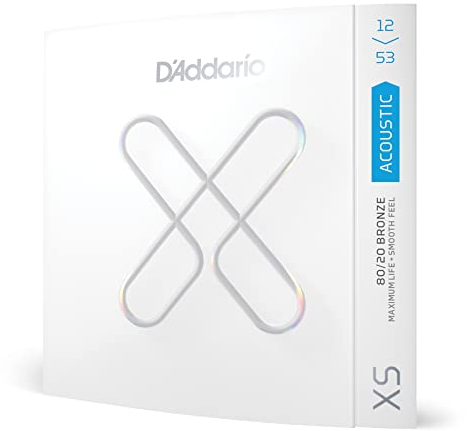 D'Addario Akustikgitarren-Saiten, XS 80/20 Bronze ummantelt, XSABR1253, leichte Stärke 12-53, 6-saitiger Satz, Packung mit 1 Stück