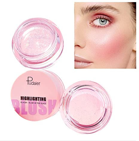 Face Blushes Color Changing Blush, Natural Nude Rouge Cream Liquid Blush for Cheek & Highlighting, Clear Glitter Blusher Gel Moisturizing Waterproof Long-Lasting Weightless Blush Makeup (02#)