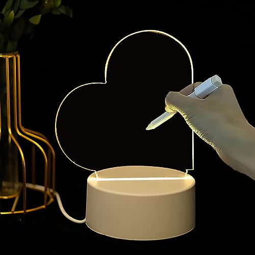LELYFIT LED Creatieve DIY Lamp, DIY Uitwisbaar Schrijfnachtlampje, Gepersonaliseerd Cadeau Voor Vrienden, Kinderen, Ouders, Klasgenoten (Hartvorm)
