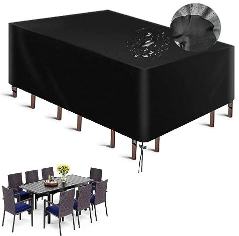 Jianghu Art Baches ImperméAbles pour Exterieur 130x130x84cm Housse De Protection Salon De Jardin, Housse Exterieure Mobilier Jardin pour Table, Canapé, Inclinable, Chaises, Noir