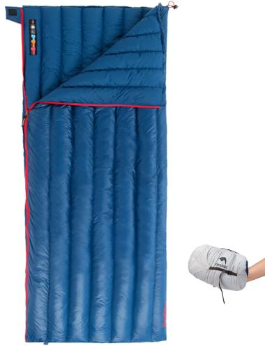Naturehike Daunenschlafsack, 650 Füllkraft, leicht, kompakt, für Rucksackreisen, Camping, Wandern, Reisen, mit Kompressionssack, Blau (6 °C), Größe L (200 cm L x 80 cm)