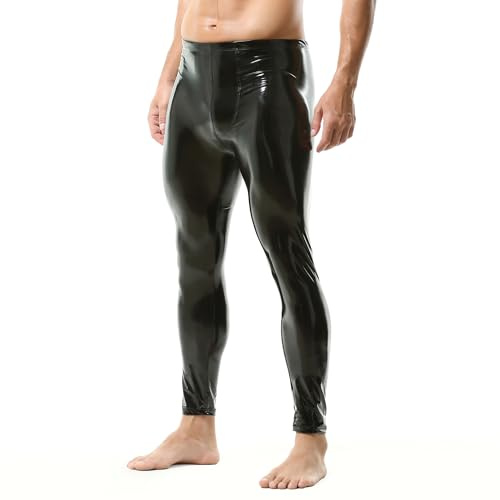 YUFEIDA Men's Faux Leather Tight Pants Man Leggings PVC Long Trousers