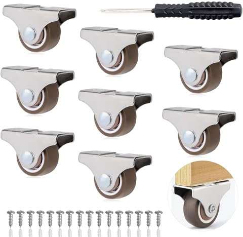 YSDMY Silent Castor Wheels - 8 Pcs 25mm, 96KG, Fixed Small Castors for Trash Can Box