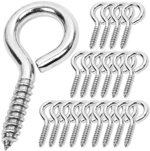 ACCZIO 20PCS 2.5 inches Screw Eyes M6 304 Stainless Steel Eye Screws, Heavy Duty Screw, Eye Hooks Screw Eye Bolts Eye Hooks Screw, Indoor & Outdoor Uses (20, M6-2.5inch)