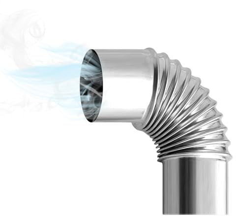 Curva del tubo della stufa in acciaio inossidabile, Tubo della stufa a gomito di 90 gradi, Tubo del della stufa a legna, Connettore flessibile per tubo della stufa a combustione, 6 cm