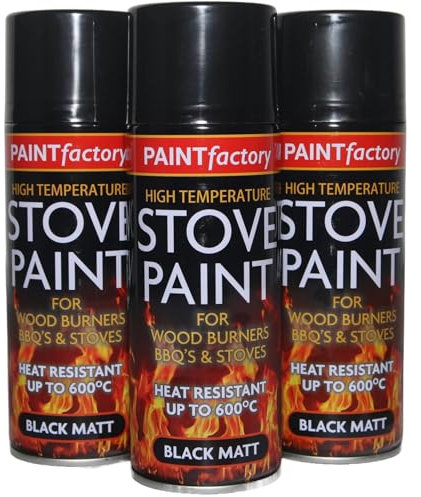 Balaju Height 3X BH High Temperature Stove Paint for Wood Burners, BBQ, and Stoves, Heat Resistant upto 600 °C- Black Matt, Pack of 3 (3)