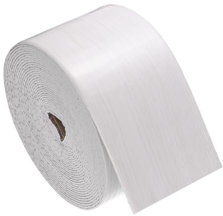 sourcing map Borde de pared impermeable para despegar y pegar, 4 x 394 pulgadas, papel tapiz extraíble de grano de madera blanca, líneas de borde de pared para pared, esquina, mesa, muebles, marco de