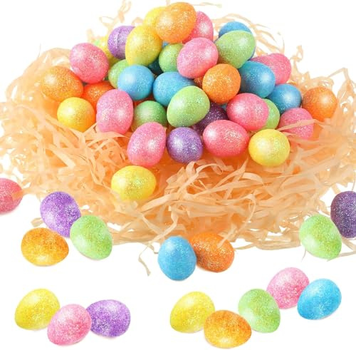 DIELIANHUA 80 PCS Mini Uova di Pasqua, Uova di Pasqua in Schiuma, Uova di Pasqua Decorative, Uovas di Pasquas Piccole, per Realizzare Decorazioni Pasquali per la Tavola, Cappelli Pasquali