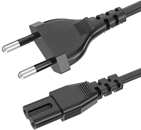 Câble d'alimentation, 1.5m Cable Alimentation 2 Broches Euro Fiche vers EU Plug C7 Figure 8 Cordon Alimentation TV Blu-Ray Récepteur DVD Appareils Alimentations Électriques - Noir