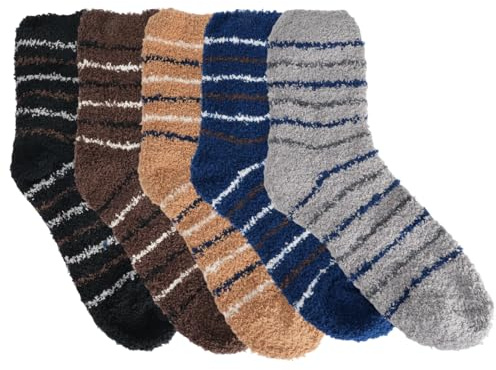 5 pares de calcetines de peluche para hombre, calcetines térmicos gruesos, súper suaves y mullidos de invierno con suela antideslizante, calcetines cálidos y gruesos/calcetines de cama, cómodos
