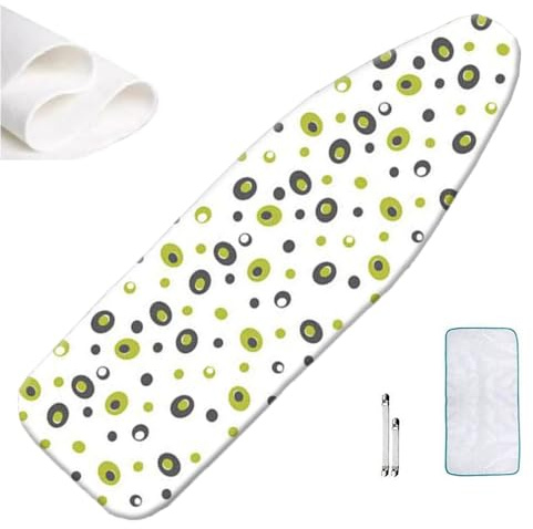 OPOLDBDMAC Strykjärnsbräda Täcke Pad Grön Ersättning Strykjärnstäcke 35x110cm 40x120cm Strykjärnsbräda Täcke Med Dyna, Ångstrykbrädas Skyddstäcke, Halkfri(Polka dots,122x38cm/48x15in)