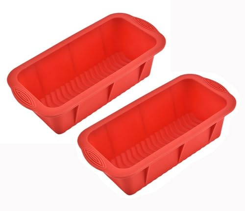 SONSMER Lot de 2 moules à pain antiadhésifs – 20,3 x 10,2 cm – Moules à pain, plats rectangulaires en silicone pour pain, pain de viande, gâteaux, levain, brownies et lasagnes