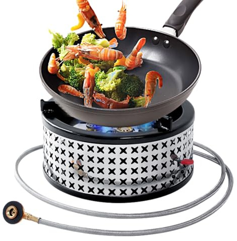 Gaseldad Eldspis för Utomhus 15800W Hög Effekt Eldbrännare | Ryggsäckskök för Picknick Barbecue Utomhusmatlagning Vandring och Friluftsliv