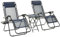 Amazon Basics Zero Gravity Alloy Steel Chair with Side Table For Relaxing, Cup Holders,Reclining,Foldable, Set of 2, Blue