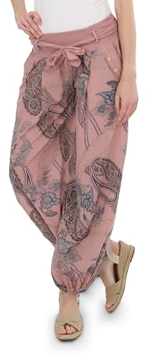Malito – Damen Haremshose mit Print – Pumphose aus Baumwolle – Leichte Stoffhose – Sommerhose für warme Tage – Aladinhose 3485 (Rosa | Größe 34-40)