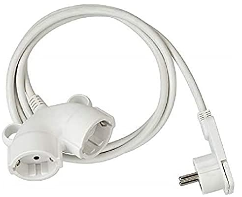 Brennenstuhl Qualitäts-Kunststoff-Verlängerungskabel mit Flachstecker (Verlängerungskabel flach für innen mit 10m Kabel, Strom-Verlängerungskabel mit Doppelsteckdose, 2-Fach Verlängerungskabel) weiß