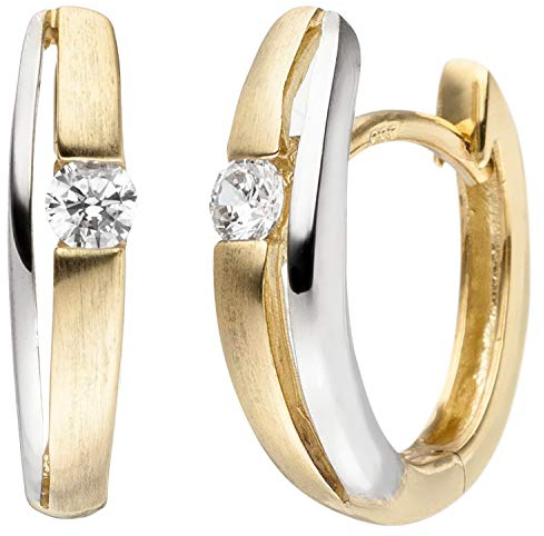Jobo Damen-Creolen aus 8 Karat 333 Gold Bicolor mit 2 Zirkonia