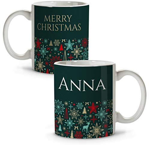 LolaPix Taza personalizada. Tazas de cafe. Tazas desayuno. Amigo invisible. Taza navideña. Vajilla navidad. Papa Noel. Detalles compañeros de trabajo. Cerámica 330 ml. Mug. Caneca. Luces de Navidad