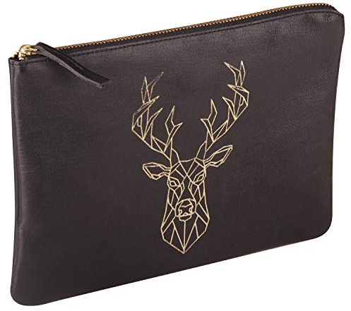 Clairefontaine 410185C - Grande Pochette Universelle en Véritable Cuir 27x19 cm, décor Cerf