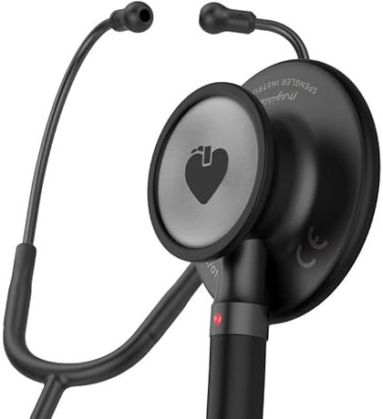 SPENGLER Magister II, Stetoscopio per diagnosi medica, testina doppia in acciaio inossidabile, comodo, qualità acustica molto elevata, polivalente (Black Edition)