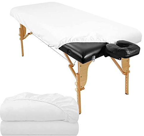 Tvvcalk 2 stycken dra-på-överdrag för massagesängar, tvättfiberlakan vattenavvisande oljebeständigt PU-överdrag för massagesäng, hyperelastisk, massagebädd för kosmetiska bord och terapibänkar