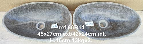 Doble lavabo de piedra natural duo 68B14, aproximadamente 45 cm