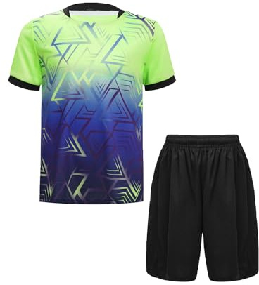 iiniim Barn pojkar sportset 2 delar Snabbtorkande T-shirt + shorts sportdräkt träningsoverall för jogging fotboll basket kläder, A Fluorescerande grön, 110-116