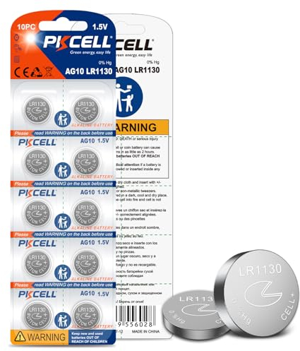 Pilas de botón alcalinas LR1130 AG10 para Libros de música y Sonido, Relojes, Juguetes, longevidad, 10 Unidades PKCELL