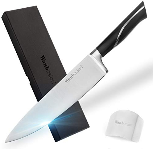 Wanbasion 20Cm Kochmesser Profi Messer, Küchenmesser Scharf Edelstahl Deutscher, Küchenmesser Profi Messer Premium mit Fingerschutz Gemüsemesser Fleischmesser Chef Knife