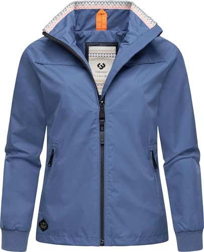 Ragwear Damen Übergangsjacke leichte wasserdichte Jacke kurz mit hohem Stehkragen Apola YOUMODO Indigo Blue Gr. L