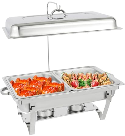 NaMaSyo Chafing Dish - Set di scaldavivande professionali in acciaio inox, 9 l, set di contenitori termici per buffet, per catering buffet e feste, con copertura (2)