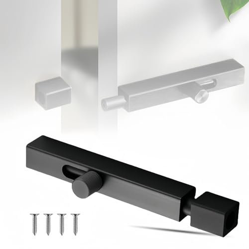 Door Lock Black Bolts Heavy Duty Door and Gate Bolt Locks Slide Barrel Door Bolt Security Lock Latch with Screws for Internal Door Shed Bathroom Toilet Shed (Black, 4inch)
