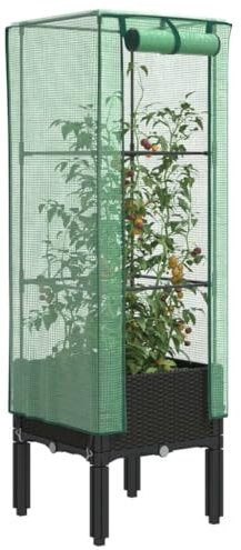 Hovothy Jardinière surélevée avec embout de serre pour jardin, jardinière avec serre, parterre d'herbes aromatiques, parterre de plantes, parterre de culture, parterre de légumes, résistant aux