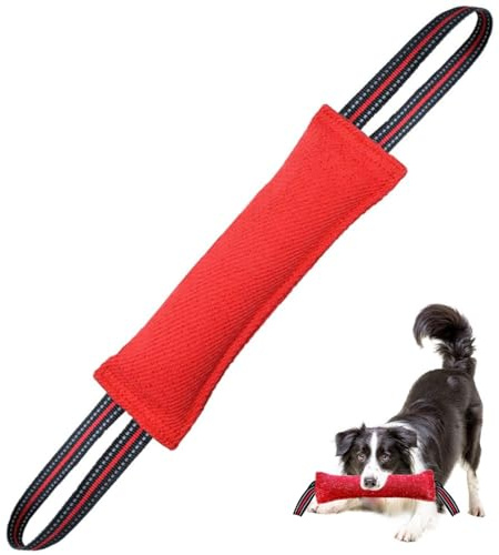 Euyaita Mordedor Perro 30 cm Salchicha Mordida para Perros con 2 Asas Juguetes para Perros de Entrenamiento K9 Dummy Juguete Interactivo para Perros Motivador Canino Resistente (Rojo)