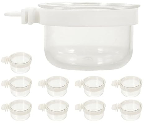 Happyyami Bird Feeding Dish Cups 10 Pack Bird Cage Cups Small Parrot Food and Water Bowl Feeder Hanging Container for Cockatiel Canary Quail Secure Detachable Cage Cup