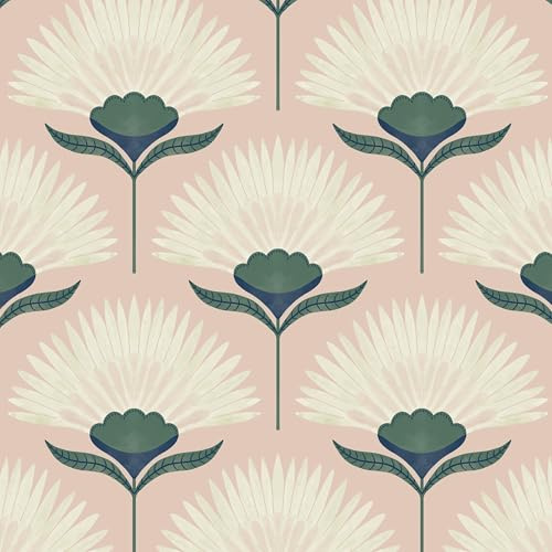 CiCiwind Vintage Wallpaper Peel and Stick Botanical Contact Paper Boho Wall Paper Pink Removable Self Adhesive Bathroom Bedroom Eco-Friendly Thicken 17.3 × 78.7