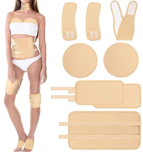 XSQD 8PCS Organic Castor Oil Pack Wrap Kit, Återanvändbar Castor Oil Pack för Hals, Armbåge, Midja, Mage, Ben, Justerbar Castor Oil Wrap Sömn, Förstoppning, Lindrar Trötthet Care Assistance Package