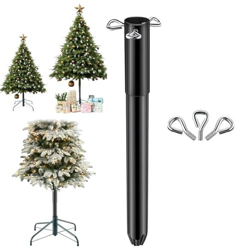 Pcingsia Albero di Natale Artificiale da 37,6 cm, Robusto Supporto in Metallo con 3 Viti di Fissaggio, Asta di Estensione della Base Regolabile, Supporto per Albero di Natale per Alberi più Alti