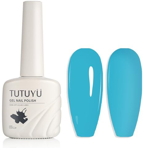 TUTUYU Turquoise Gel Nail Polish 12ml - Summer Teal Blue Green Soak Off LED/UV Lamp Glossy Gel Polish - Chip Resistant, Long Lasting 28+ Days, Self-Leveling Formula