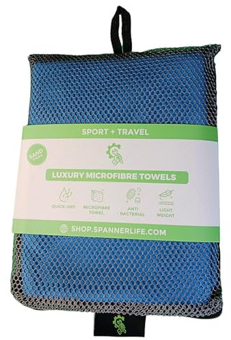 Microfibre towel, compact, ultra lightweight travel towel quick dry - the perfect gym sport, camping & hiking (Blue Small Microfibre Towels for Adults, 120cmx60cm)
