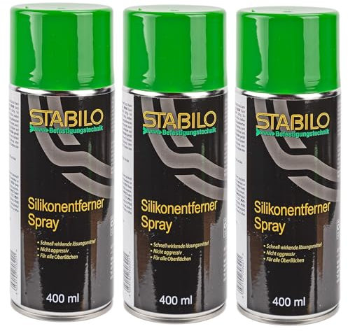 3x Silikonentferner Spray 400ml | Siliconentferner, Entfetter, Reiniger, Entferner für Silikon