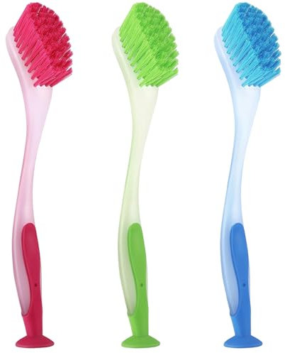 3 PCS Dish Brushes for Washing Up,Durable Bristle Long Handle Washing Up Brush Ideal for Deep Cleaning Kitchen and Sink Red Yellow Blue