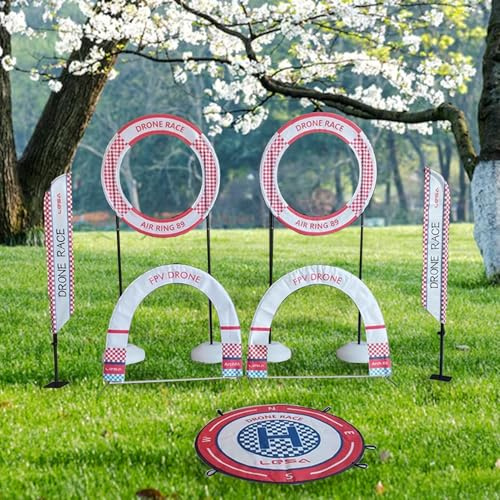 EXCLURA Outdoor Drone Obstacle Course Gates Kit for Flying Training, Model Aircraft Racing/Drone Game Loop Gate Set, Drone Practice Track Combination(Style c)