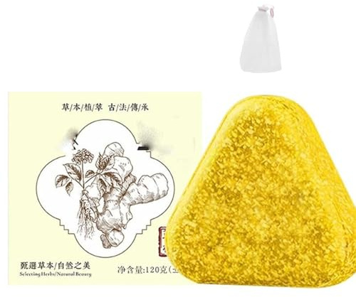Barre de shampoing chinois à base de plantes avec gingembre Salvia Miltiorrhiz, ginseng, démangeaisons du cuir chevelu, savon le soin des pellicules, nettoyage doux, renforcement cheveux (1pcs)