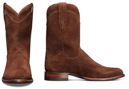 ENWIND Botas Tipo Vaquero De Ante para Hombre con Punta Puntiaguda, Botines De Tobillo Deslizables De Tacón Bajo