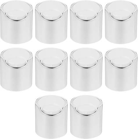 SEWACC Lot de 10 Bouchons Presse-Étoupe Universels 24 MM pour Flacons Cosmétiques Capsules de Bouteilles de Lotion Argentées Étanches Anti-Fuites Adaptés Gel et Shampoing Usage